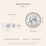 Platinum Plated Moissanite Earrings Lab Created Diamond Studs for Women