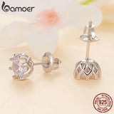 Platinum Plated Moissanite Earrings Lab Created Diamond Studs for Women