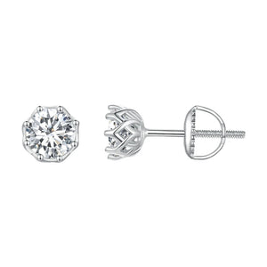 Platinum Plated Moissanite Earrings Lab Created Diamond Studs for Women