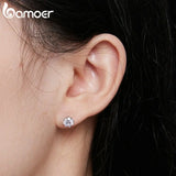 Platinum Plated Moissanite Earrings Lab Created Diamond Studs for Women