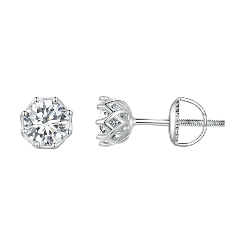 Platinum Plated Moissanite Earrings Lab Created Diamond Studs for Women