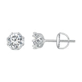 Platinum Plated Moissanite Earrings Lab Created Diamond Studs for Women