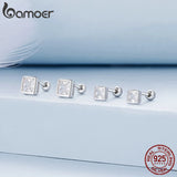 Platinum Princess Cut CZ 925 Silver Studs