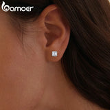Platinum Princess Cut CZ 925 Silver Studs