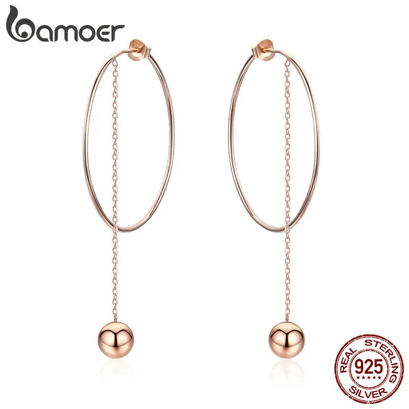 925 Sterling Silver Circle Drop Earrings SCE569