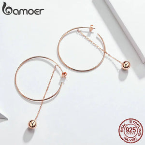 925 Sterling Silver Circle Drop Earrings SCE569