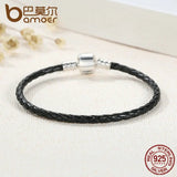 925 Silver Leather Bracelets Snake Chain DIY Bracelet PAS911