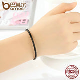 925 Silver Leather Bracelets Snake Chain DIY Bracelet PAS911