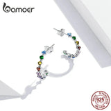 Sterling Silver Rainbow Zircon Stud Earrings