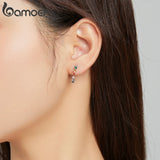 Sterling Silver Rainbow Zircon Stud Earrings