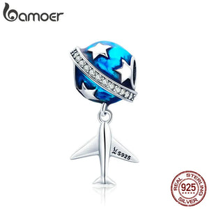 925 Silver Star & Plane Dream CZ Charms for Bracelets DIY Jewelry