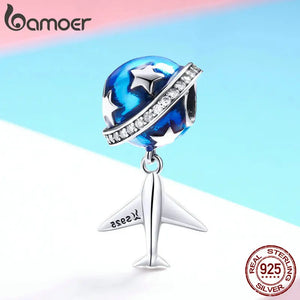 925 Silver Star & Plane Dream CZ Charms for Bracelets DIY Jewelry