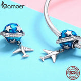 925 Silver Star & Plane Dream CZ Charms for Bracelets DIY Jewelry