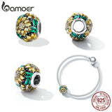 925 Silver Sunflower Charm Enamel Flower Bead for Bracelet Bangle