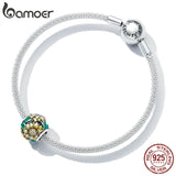 925 Silver Sunflower Charm Enamel Flower Bead for Bracelet Bangle