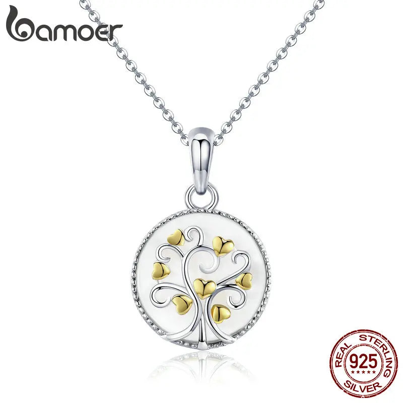925 Silver Tree of Life Pendant Heart Necklace for Women