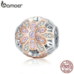 925 Silver CZ Flower Buds Charm Bead for Necklaces SCC922