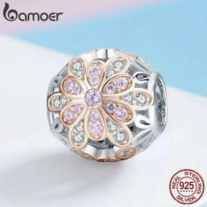925 Silver CZ Flower Buds Charm Bead for Necklaces SCC922