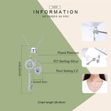 Romantic Sterling Silver Key of Heart Lock Chain Pendant Necklace SCN290