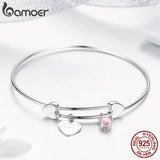 925 Sterling Silver Love Heart Bangles for Women SCB124