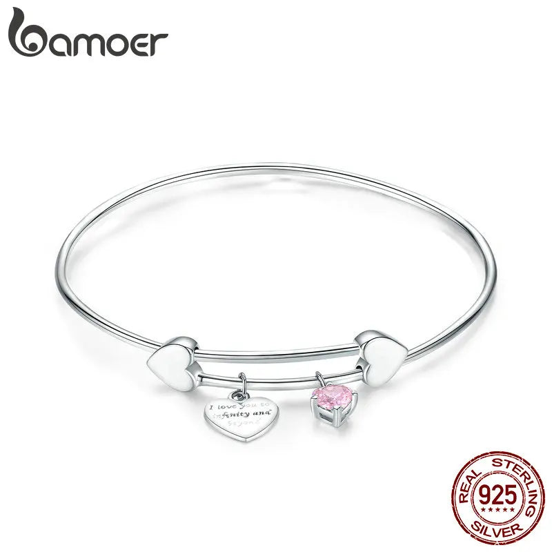 925 Sterling Silver Love Heart Bangles for Women SCB124