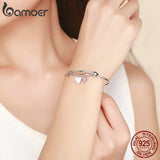 925 Sterling Silver Love Heart Bangles for Women SCB124