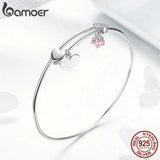 925 Sterling Silver Love Heart Bangles for Women SCB124