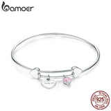 925 Sterling Silver Love Heart Bangles for Women SCB124