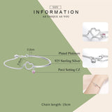 925 Silver Heart Pink CZ Bracelet Women Jewelry