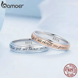 Rose Plated Couple's Ring 925 Sterling Silver CZ Wedding Band