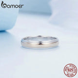 Rose Plated Couple's Ring 925 Sterling Silver CZ Wedding Band