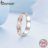 Rose Plated Couple's Ring 925 Sterling Silver CZ Wedding Band