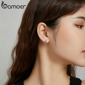 925 Sterling Silver Colorful Buckle Rhombus Stone Earrings For Women