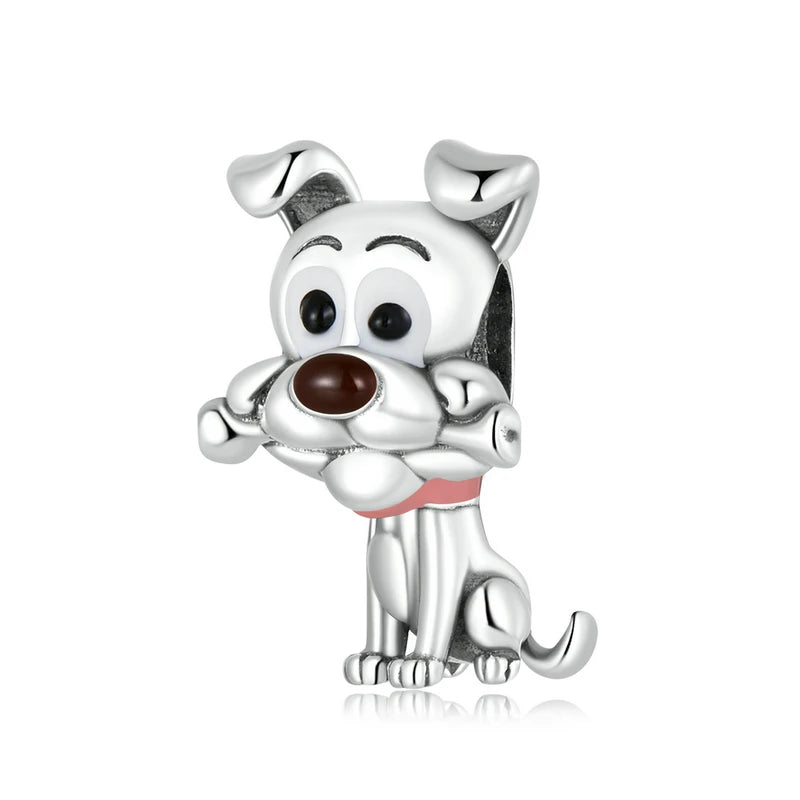 925 Sterling Silver Puppy Charm for Bracelet Bangle DIY Jewelry