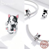 925 Sterling Silver Puppy Charm for Bracelet Bangle DIY Jewelry