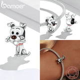 925 Sterling Silver Puppy Charm for Bracelet Bangle DIY Jewelry