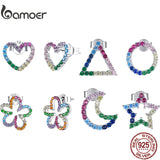 925 Silver Seven-Colored Rainbow CZ Earrings for Women