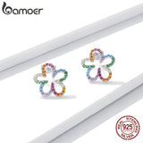925 Silver Seven-Colored Rainbow CZ Earrings for Women