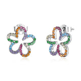 925 Silver Seven-Colored Rainbow CZ Earrings for Women