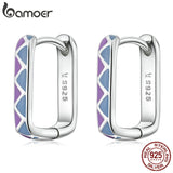 925 Sterling Silver Colorful Buckle Earrings for Women Green Ear Jewelry