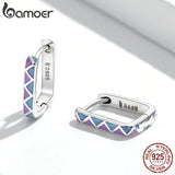 925 Sterling Silver Colorful Buckle Earrings for Women Green Ear Jewelry