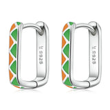 925 Sterling Silver Colorful Buckle Earrings for Women Green Ear Jewelry