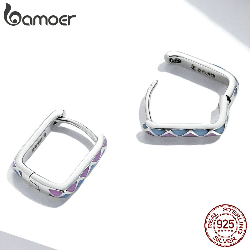 925 Sterling Silver Colorful Buckle Earrings for Women Green Ear Jewelry
