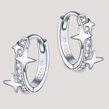 Small Hoop Earrings Huggie 925 Sterling Silver Clear CZ Universe Galaxy Earrings