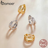 Spanish 925 Silver Zircon Crystal Double Rings Earrings