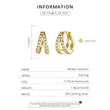 Spanish 925 Silver Zircon Crystal Double Rings Earrings