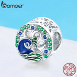 925 Silver Peafowl CZ Beads for Charm Bracelets DIY Jewelry