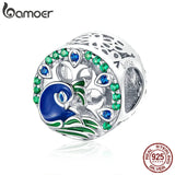 925 Silver Peafowl CZ Beads for Charm Bracelets DIY Jewelry
