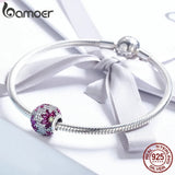 925 Silver Maple Leaves CZ Beads Charm Bracelet DIY Jewelry