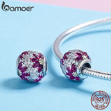 925 Silver Maple Leaves CZ Beads Charm Bracelet DIY Jewelry